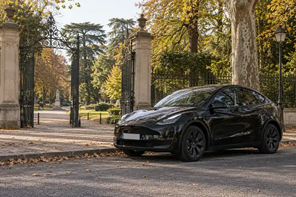 VTC Caudéran, berline noire devant les grilles du Parc Bordelais